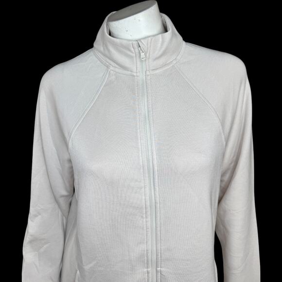 Cuddl Duds Smooth Knit Jersey Full Zip Jacket Pumice Stone Medium NWOT Mock Neck - Picture 2 of 14